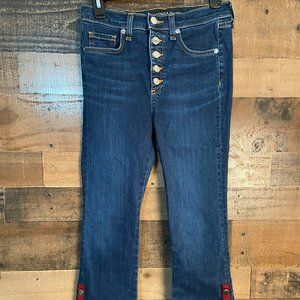 Veronica Beard Carolyn 10" Baby Boot Button Fly Jeans Size 26 Distressed Ankle